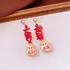 Saco da Sorte com Pingente de Lingote de Óleo de Agulha de Prata Brincos com Borla Ano Novo Estilo Chinês Brincos Leve Luxo Alto Padrão Exquisite Acessórios de Orelha