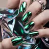 Parches para Manicura Cuadrados Europeos de Longitud Media Proceso de Galvanizado Verde Parches para Uñas Postizas Removibles Caja de 24 Piezas