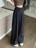 Calça Wide Leg de Verão 2024 Plus Size Design Sense Feminino Versão Estreita Senso de Dosagem Cintura Alta Emagrecedor Casual Calça Reta