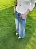 Yuyi 2026 Chegada Nova Outono Casual do Dia a Dia Versátil Calça Jeans Azul Denim Longa para o Trabalho LQ1554