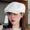 Gorra de Lentejuelas Estilo Industria Pesada para Mujer Otoño e Invierno Estilo Coreano Pico de Pato Boina Moda Versátil Gorra Octagonal Gorra de Arte Elegante