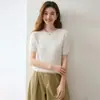 Outono e inverno gola redonda moda malha trançada cashmere feminina folgada blusa de manga curta, simples e casual, versátil