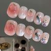 Parche de uñas para llevar en la mano pegatinas de uñas cortas de color melocotón arcoíris para niñas pequeñas arte de uñas desmontable al por mayor