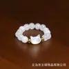 Anillo de Piedra Natural con Cuentas Estilo Niña Anillo de Cuerda Rocosa Hecho a Mano con Animales Pequeños Exquisita Joyería Linda para Damas