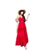 Vestido Estilo Resort 2026 Nuevo Modelo Rojo Impresionante Cuello Halter Cuello en V Vestido Largo para Viajes y Ropa de Playa