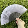 Leque Dobrável Estilo Antigo Transfronteiriço para o Verão, Estilo Chinês, Hanfu, Cheongsam, Leque Pequeno Dobrável de Bambu Portátil para Mulheres