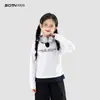 Roupas Infantis, Camiseta Manga Longa Falsa Duas Peças para Crianças, Novo Estilo de Primavera para Meninas, Blusa Casual Estilosa, Roupa de Primavera para Crianças Maiores, Roupas da Moda