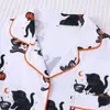 Pijama infantil de estilo europeo y americano transfronterizo, con solapa, estampado de Halloween, manga corta, tejido ignífugo, conjunto transpirable para casa al por mayor