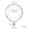 Colar Cruz com Pingente de Flor de Rosa Nova Spliced Transfronteiriço Europeu e Americano Corrente de Clavícula Irregular de Cristal com Contas de Personalidade