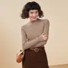 25 Outono e Inverno Primeira Linha Gola Alta Meia Gola Suéter de Caxemira Feminino Macio Waxy Sem Costura Suéter de Caxemira Cor Pura Camiseta de Malha para Usar por Baixo