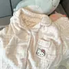 Pijama para Mujer Otoño e Invierno Alto Valor de Color Terciopelo Coral Forrado de Felpa Engrosado Lindo Dibujos Animados Ropa Exterior Ropa de Casa conjunto