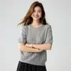 Nuevo Suéter de Punto Trenzado para Mujer de Otoño/Invierno 75% Cachemira 25% Seda Manga Corta Suave Cuello Redondo