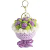 Chaveiro Pequeno Buquê Crochê Lã Pingente Mochila Pequeno Buquê Presente Mini Rosa Flor de Lã Atacado
