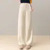 Pantalones de Lana de Fruta Estrella Pantalones Banana para Mujer Otoño 2026 Nuevo Cintura Alta Adelgazantes Sueltos Cuadros de Avena Pierna Recta Pantalones Casuales