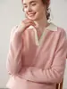 Suéter de Cachemira de Color Bloqueado con Solapa Estilo Perezoso Color Sólido para Mujer, Suéter Base de Punto, Top Pulóver Adelgazante
