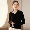 Suéter de Cachemira para Mujer con Cuello Doble Semi Alto Suéter Corto Cálido 2025 Otoño e Invierno Nuevo Jersey para Base