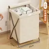 Cesto de Roupa Suja com Tampa, Cesto de Roupa Dobrável Doméstico, Grande Capacidade, Banheiro, Restaurante de Hot Pot, Cesto de Armazenamento de Roupas, Cesto de Roupa Suja para Banheiro