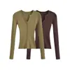 26192-26 Otoño Cuello Henry Adelgazante Tacto de Alta Gama Suéter Cardigan de Punto Retro Americano Ropa Exterior de Manga Larga