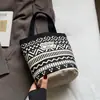 Comércio Exterior Transfronteiriço Nova Cesta de Legumes Bolsa de Lona Grande Capacidade Bolsa Feminina Bolsa de Mão Estampada Estilo Étnico Bolsa Balde Literária