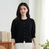 Cardigan de Tricô de Caxemira Hengyuanxiang Suéter de Lã Feminino Novo Estilo Outono e Inverno 2025 Suéter Quente Simples Outerwear