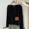 Capa base de punto con cuello en V para mujer, Estilo coreano de principios de otoño, Color liso, Diseño de nicho, Top casual suave y elegante