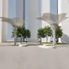 Gran Cenador con Forma de Paraguas de Acero Inoxidable, Pabellón Hongo de Parque, Estructura de Pabellón Nube Pétalo, Escultura de Árbol Paisajística