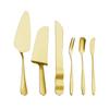 Pala para pastel de acero inoxidable dorada, cuchillo y tenedor, cuchara, juego de cuchillo y tenedor para pastel de luna, cuchillo para pizza, herramienta de horneado, logo láser