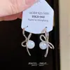 Nuevo Producto Estilo Coreano, Pendientes Sencillos de Perlas con Lazo, Pendientes de Flor de Gama Alta y Versátiles, Pendientes Super Hada, Pendientes Elegantes y Elegantes