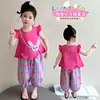 Conjunto de Manga Curta para Meninas Verão Calça Anti-Mosquito Infantil Conjunto de Duas Peças 2026 Novo Roupa Casual Fofa para Bebê Menina Roupa de Verão
