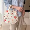 Bolsa para huevos al por mayor estampado de dibujos animados bolso de mano portátil para salir bolsa de lona para la mano bolso de muñeca para mujer una generación de pelo