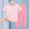Conjunto de Pijama Delgado de Modal para Niños, Conjunto de Manga Corta para Niños, Ropa de Aire Acondicionado para Niñas, Ropa de Casa de Verano para Niños Mayores para Padres e Hijos