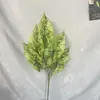 Planta Verde Simulada Filme 3D Folha de Guanyin com 5 Pontas Floresta Decoração de Casamento Base de Guia de Estrada Arranjo de Flores Material de Folha Verde Atacado