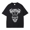 Camiseta Hip Hop Metal Rock Gótica Camiseta de Algodão Estampada Moda Streetwear Casual Solta Tops Masculinos e Femininos