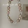 Ounihan Prata Esterlina S925 Prata Quebrada Pulseira de Pérola Rosa Pulseira Natural de Água Doce Feminina Design Doce Ins
