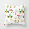 Funda de Almohada Creativa de Dibujos Animados de Cuero de Melocotón con Flamenco Pintado a Mano para Sofá de Casa