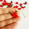 Decoraciones de bayas rojas y hojas de acebo verde navideñas, hojas navideñas en verde, dorado y plateado, decoraciones navideñas de bayas rojas