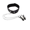 Collar de cuero sexy para mujer transfronterizo accesorios sm suministros sexuales para marido y mujer collar de doble fila de clavos pinza para pezón al por mayor
