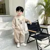 Conjunto Casual Elegante de Sudadera con Capucha y Pantalones para Niños Primavera y Otoño 2026 Nuevo Estilo Coreano Dibujos Animados Ropa Exterior Holgada Dos Piezas