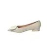 Sapatos femininos confortáveis com fivela quadrada 2026 primavera/outono novo estilo bico fino salto médio grosso versátil sapatos de trabalho de primavera