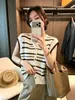 Camiseta de Tricô com Gola U de Manga Curta para Mulheres, Estilo Fino de Verão, Estilo Coreano, Slim Fit, Top Curto Sem Manga, Shisanxing Guangzhou em Estoque