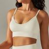 Roupa íntima esportiva de cor sólida sem costura tricotada, com alça nas costas, para beleza, corrida, fitness, yoga, europeia e americana, transfronteiriça, sem aro de aço