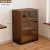 Librero a prueba de polvo de madera maciza integrado en la pared, gabinete de almacenamiento color nogal, gabinete de almacenamiento de pie, librero para el hogar