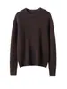 Suéter de cachemira básico de cuello redondo, engrosado de doble hebra, para mujer, otoño invierno, versátil, holgado, de cachemira, manga larga, tejido, capa base de lana