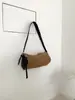 Bolsa de Axila Coreana de Nicho para Mulheres, Bolsa Quadrada Pequena Fosca de Alta Qualidade, Bolsa Tiracolo Satchel Retrô de Camurça, Bolsa Almofada