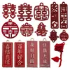 Pingente Dupla Felicidade para Celebração de Casamento, Acessórios para Caixinha de Doces de Casamento, Suprimentos de Pingentes para Casamento, Sacola de Doces para Casamento, Decoração Quadrada de Casamento, Liga de Alumínio DIY