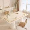Mantel de Mesa de Cuero Estilo Crema Impermeable y a Prueba de Aceite No Lavable Anti-escaldaduras Mantel Suave para Mesa de Centro Mantel Rectangular