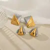 Joyería Geométrica Dazan Moda Europea y Americana Acero de Titanio Electrochapado en Oro Real de 18 Quilates Elegantes Pendientes Cuadrados con Contraste Dorado y Plateado Estilo Ol