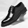 Zapatos de Cuero para Hombre, Vestimenta Formal de Negocios, Zapatos Casuales Negros Modernos de Suela Blanda para Hombres Jóvenes, Zapatos de Boda para Novio, Dropshipping
