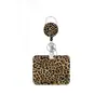 Amazon Portatarjeta retráctil con estampado de leopardo y clip giratorio, impresión UV, para tarjeta horizontal, identificación de trabajo, tarjeta de campus, cubierta protectora, en stock