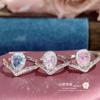 Camélia imitação simples azul marinho Anel Topa feminino banhado a ouro micro-cravejado diamante completo gota de água Coroa anel de dedo indicador de drenagem